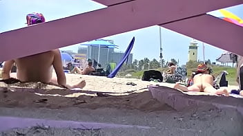 Preview 4 of Xxx For 30 Min - Exhibitionist Wife 63 - Tatiana teasing NUDE BEACH VOYEUR cocks while her hubby takes a nap!