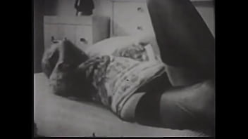 Preview 1 of Domina Flashlicht Milke - Busty pornstar in black lingerie caresses her wet pussy in 60s erotic movie