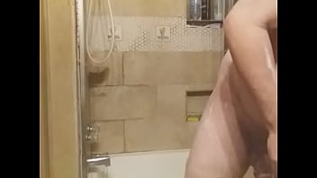 Preview 2 of Polar Light - showering and rubbing my big thick cock with you looking