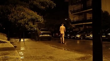 Preview 1 of Bailey Jay Facial - exhib nu dans la rue une nuit d&#039_orage