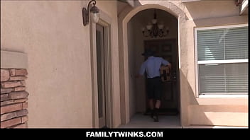 Preview 1 of Girl Under 13 Xxx Force Rape - Hot Mailman Threesome With Stepdad And Twink Stepson - Michael Boston,  Myles Landon,  Wesley Woods