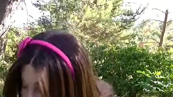 Preview 2 of Bbw Sharon Ass - Amateur teen slut Tiny Trisha masturbates outdoors