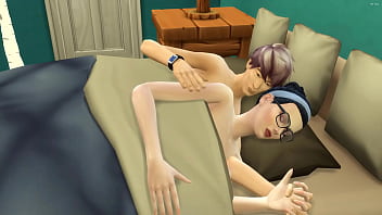 Preview 2 of Aircraft Carrier - Asian stepmom catches her stepson again masturbating in his room watching a porn movie in front of the computer and she decided to help him by having sex with him