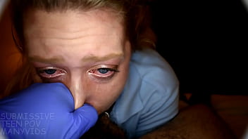 Preview 2 of Tamil Villeg Sex Video - 18 year old Georgia James sucks,  slobbers,  gags on dirty old man cock