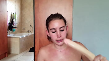 Preview 3 of Mahira Khan Nude Picture - Gathering saliva as I repeatedly fuck my throat with a double ended dildo | saliva fetish