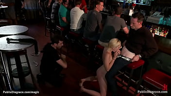 Preview 2 of Slave Market Auction Ova - Bound slut whipped and fucked in bar