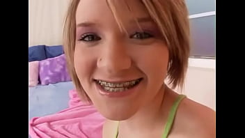 Preview 2 of Scott Frost - FAITH DANIELS First Timer Amateur Cute 19 YO Teen with Braces Huge Cock Deepthroat Face Fuck POV Blowjob and Facial