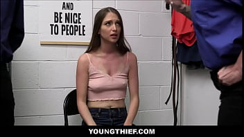 Preview 1 of Inlaw Porn - Young Thief Teenager Caught Shoplifting Threesome With MILF And Boy Officers - Izzy Lush,  Lily Lane,  Ricky Spanish