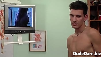 Preview 2 of Bbw Pornstar List - Twink playing with his cock at the doctor&#039_s office