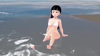 Preview 3 of Filme Xxxxxx - Honda Cocoa Anime girl introduce herself in white bikini.