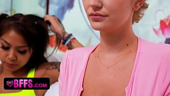 Preview 1 of Xxx 2 Big Land 1 Chut - BFFS - Cute Little Hotties In Cosplay Costumes And Fishnets Share Lucky Stud And Drain His Powers