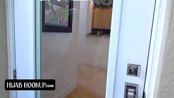 Preview 1 of Home Stand - Hijab Hookup - Cute Arab Babe Leaves Her Trainer To Stretch Her And Work On Her Orgasms