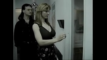 Preview 1 of Fighting Girl Punished - Redhead MILF with big jugs gives a blowjob to a young guy while his friend stretches her wet pussy with his hard cock