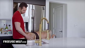 Preview 2 of Zjj Jw - Big Titted Blonde Milf Hardcore Free Use Fucked While Cooking And Working Out In Front Of Her Hubby
