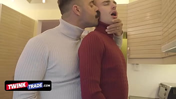 Preview 2 of Simpson Anal - Twink Trade - Naughty Teen Twinks Help Their Stepdads With The Thanksgiving Dinner And Boner
