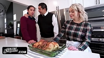 Preview 2 of Suelo - FamilyStrokes - Strict Stepdad Teaches His Bratty Stepdaughter And Stepson How To Be More Thankful
