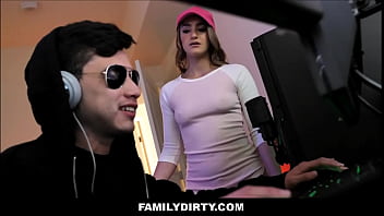 Preview 1 of Teenxxx Mom - Big Ass Teen Step Sister Fucked By While He Plays Computer Game POV - Kenzie Madison,  Juan &quot_El Caballo&quot_ Loco