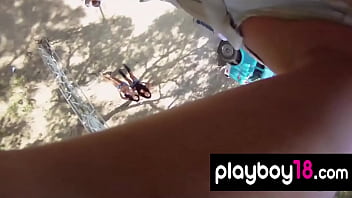 Preview 1 of Dog Fact Full Hd Video Xxx - Big boobed badass babes learning new tricks at a stunt camp outdoor