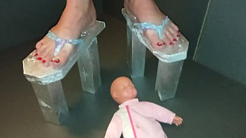Preview 4 of Western Porn - Geisha L trampling doll with silver japanese Geta extreme wooden sandals (video short version)