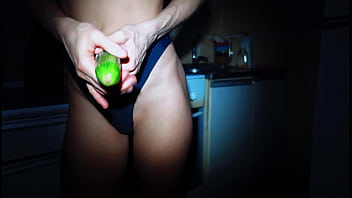 Preview 2 of Christin - Teens Shoves Big Cucumber In The Ass 4k