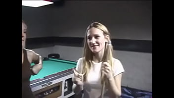 Preview 2 of Fristime Sex Yung - Randy pool table threesome fucking