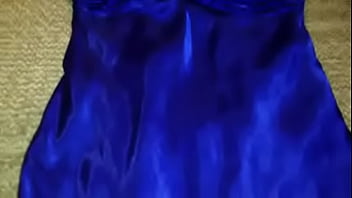 Preview 2 of Sanit Anal - Hot Blue Satin Prom Dress 2