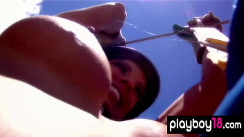 Preview 2 of Krshma Kpur - Badass asian babe Akira Hix and her busty GFs trying naked skydiving
