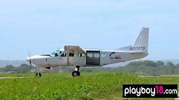 Preview 3 of Krshma Kpur - Badass asian babe Akira Hix and her busty GFs trying naked skydiving