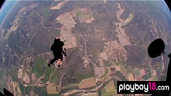 Preview 4 of Krshma Kpur - Badass asian babe Akira Hix and her busty GFs trying naked skydiving