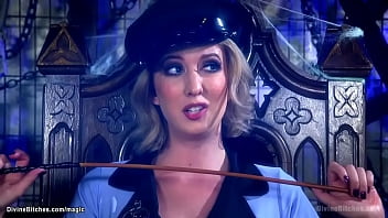 Preview 1 of Mia Ava - Femdoms pegging two men at Halloween