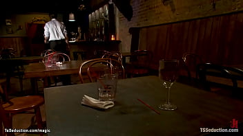 Preview 1 of Viber Skype Bdsm - Banker fucked by busty TS bartender
