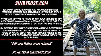 Preview 1 of Hd Asian Porn Anal - Self anal fisting on the railroad