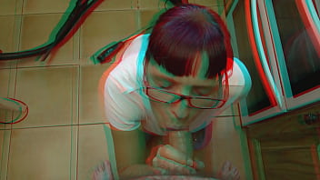 Preview 4 of Blonde Hogtied Satin Blouse - Bettie Hayward Blows The Repair Guy in 3D