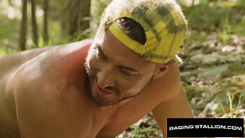 Preview 1 of Teenylover Bella - RagingStallion - Bearded Muscle Hunk Grant Ryan Facialised By BBC
