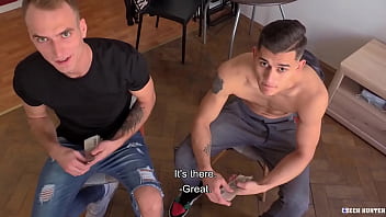 Preview 3 of Electro Ads 2016 - Lucky Guy Pays Two Hunky Dudes To Feel Their Fingers Tongues Everywhere On His Body - BigStr