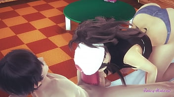 Preview 2 of Belly Button Lovers - Pokemon Hentai - Hilda Blowjob and boobjob (Uncensored) - Japanese Asian Manga anime game porn