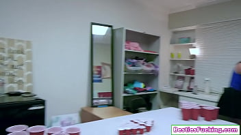 Preview 1 of Sensual Face Sitting - Two guys licking and fucking teen bffs