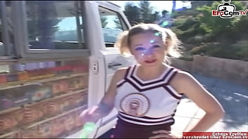 Preview 1 of Ghoda Aadmi Choda - Blonde teen fucked in a car until the cumshot in her face