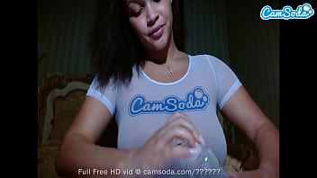 Preview 1 of Balkon City - Camsoda - Big Oiled Tits Brunette masturbates with multiple dildos