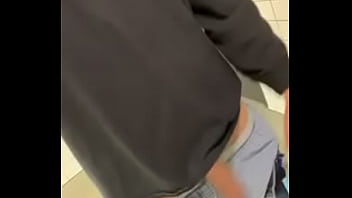 Preview 4 of Army Hotties Licking Pussy - Showing my dick off in a work bathroom