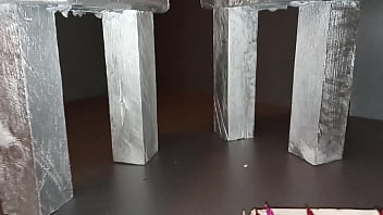 Preview 3 of Mason Bachi Sax - Geisha L 25 cm silver japanese Geta high heels crush light bulbs(video short version)