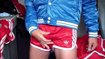 Preview 2 of Danna Paola Desnuda - Nylon silk satin shorts FICKEN mit Baseball Jacket