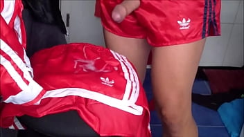Preview 3 of Danna Paola Desnuda - Nylon silk satin shorts FICKEN mit Baseball Jacket