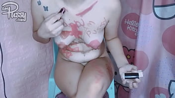 Preview 4 of Bf Movies Xxxxxx - Asian girl drawing on her naked body with lipstick