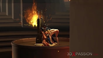 Preview 2 of Dad Fuck Daughter Rap Videos Hd - A sexy young blonde gets fucked hard by a fire demon in the dungeon