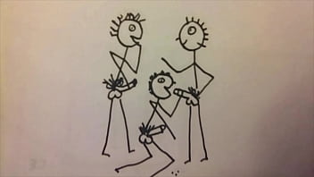 Preview 2 of Young Actresss Xxx - Short stickman animation of a young fit man giving two guys a blowjob fun stop motion cartoon by A55B4Nd1T