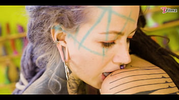 Preview 3 of Pashto School Grill Sex - Tattoo Lesbian gets HARD fisted till she have a REAL ORGASM - big toys,  DP,  first time (goth,  punk,  alt porn) ZF054