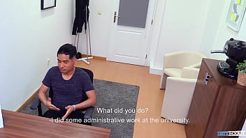 Preview 1 of Sikmeler - Sweet Twink Guy Goes For A Job Interview But Ends Up Sucking Riding A Cock Raw For Money - BigStr