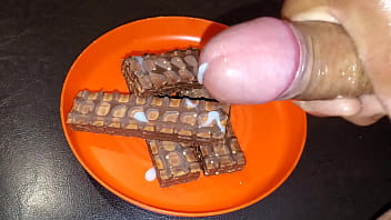 Preview 3 of Girls Rimming Com - Chocolate Wafers with my creamy Dick sauce. So good!