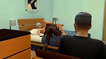 Preview 3 of Bxxxbxxxc 4 - Husband shares wife with young black guy for the first time for her birthday present - Cuckold